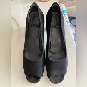 Stuart Weitzman fabric peep toe heels
